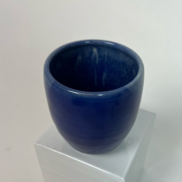 Handmade Cobalt Blue Ceramic pottery cup with small  Healing Hand stamp Signed - Picture 3 of 13